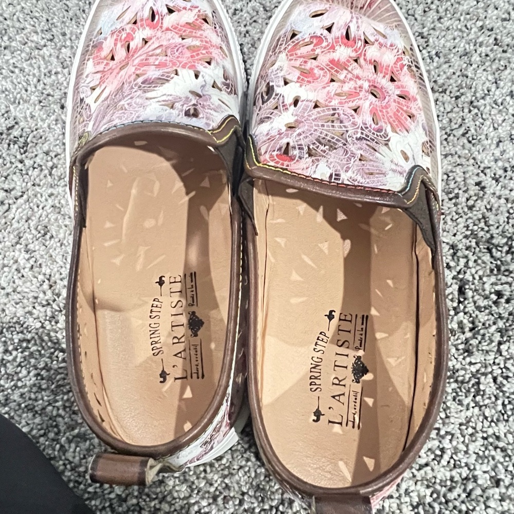 L’artiste By Spring Step Denofeden Brown Multi Laser Cut Sneaker Shoes Size 10